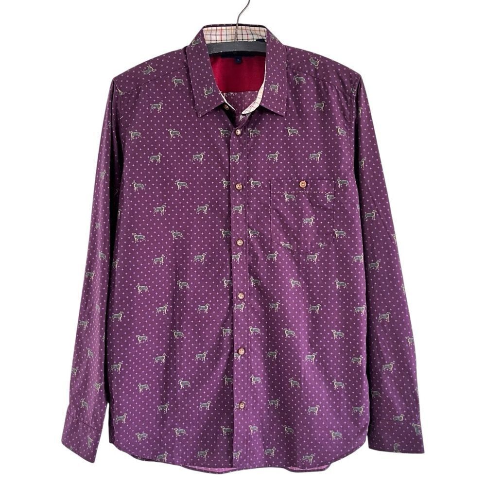Ted Baker Dog Print Button Up Dress Shirt